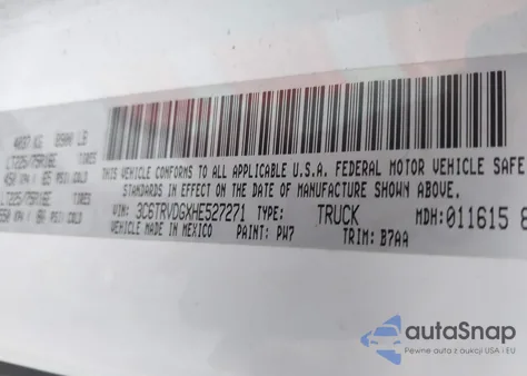 2017 Ram Promaster 2500 High Roof 159 Wb z USA, uszkodzony, nr VIN 3C6TRVDGXHE527271